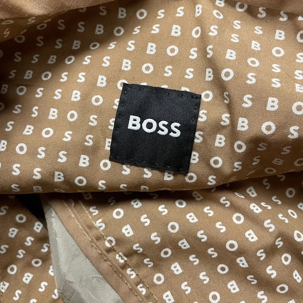 Hugo Boss Men’s 34R Khaki Dress Pants Flat Front Beige Chino Trousers 34x28